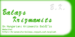 balazs krizmanits business card